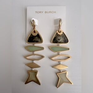 NWT Tory Burch Fish Gold and Pistachio Green Dangle Earrings Retails $180